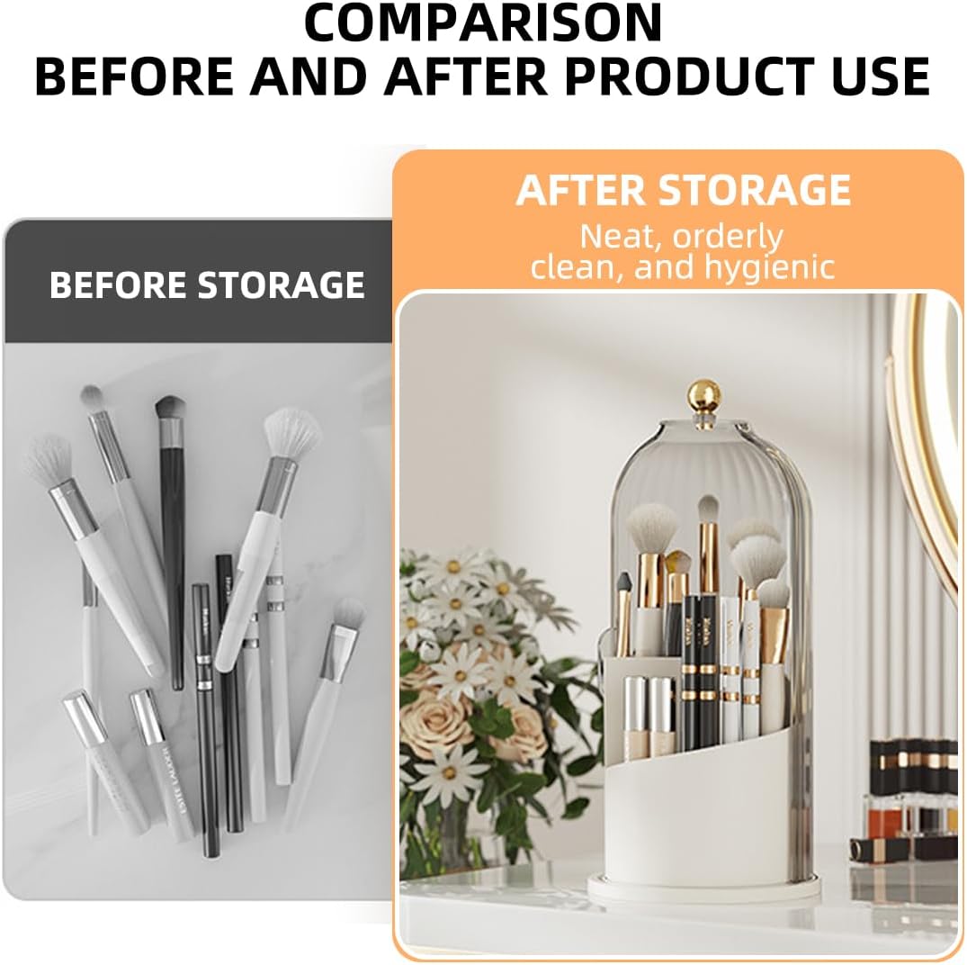 Organizador Brochas Maquillaje 360° Con Tapa