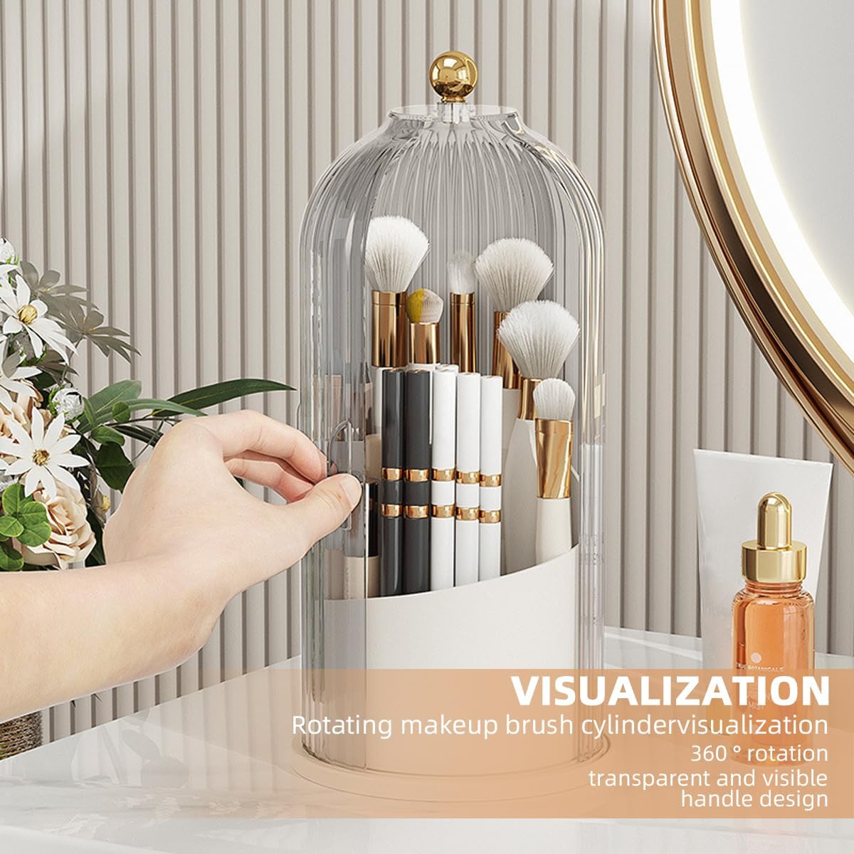 Organizador Brochas Maquillaje 360° Con Tapa