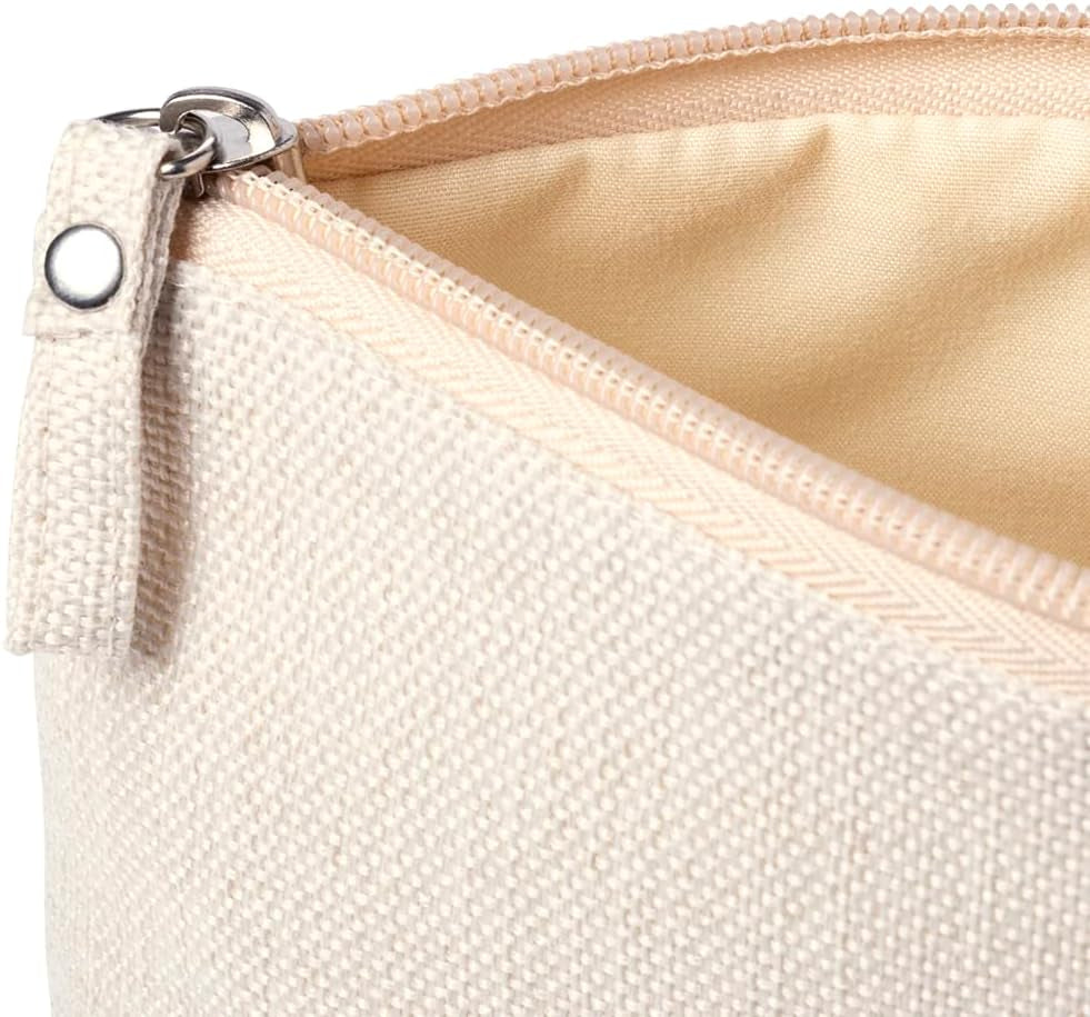 Neceser Multiusos Mujer En Suave Combinación De Algodón Y Poliéster En Tonos Naturales, Con Cierre Cremallera. Bolsa Cosméticos. Neceser Para Maquillaje Viaje