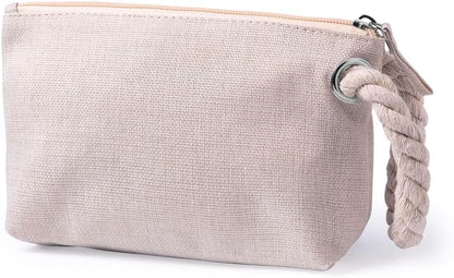 Neceser Multiusos Mujer En Suave Combinación De Algodón Y Poliéster En Tonos Naturales, Con Cierre Cremallera. Bolsa Cosméticos. Neceser Para Maquillaje Viaje