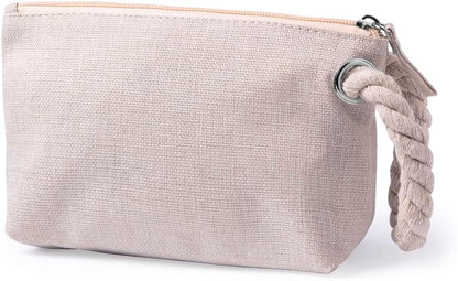 Neceser Multiusos Mujer En Suave Combinación De Algodón Y Poliéster En Tonos Naturales, Con Cierre Cremallera. Bolsa Cosméticos. Neceser Para Maquillaje Viaje
